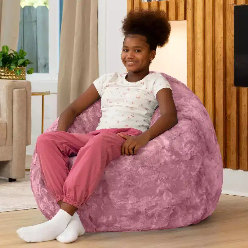 Raven-Symon Home Lil' Cuddler Cocoon Jr. Sac géant / Pouf relax en fausse fourrure pour enfants