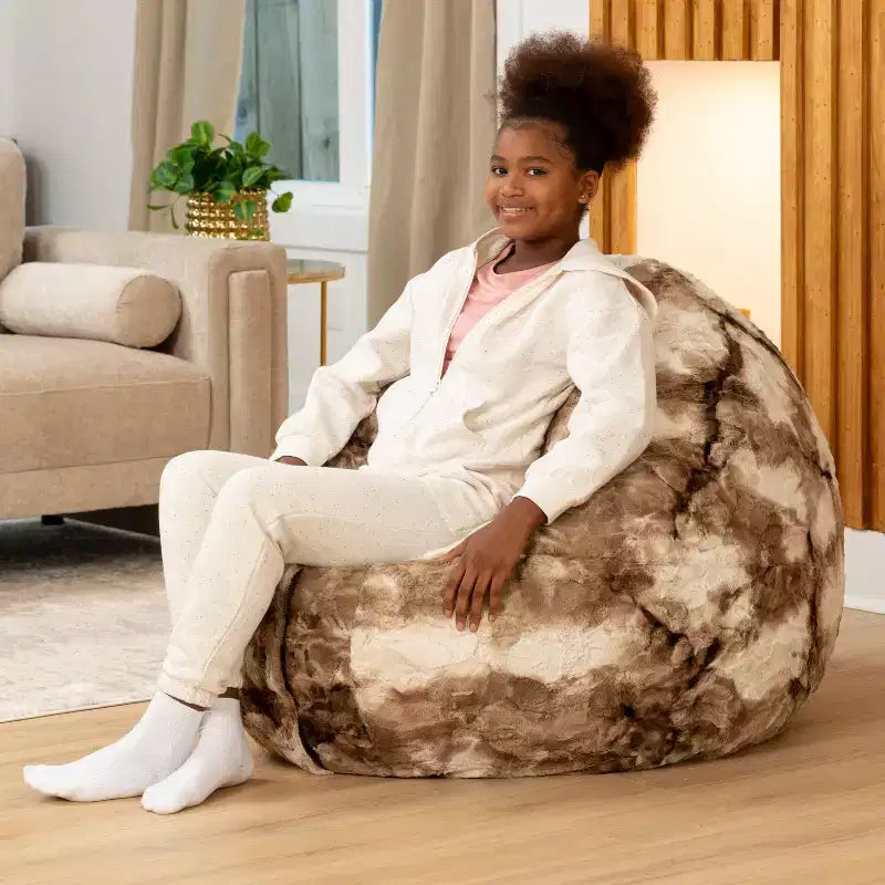 Raven-Symon Home Lil' Cuddler Cocoon Jr. Sac géant / Pouf relax en fausse fourrure pour enfants