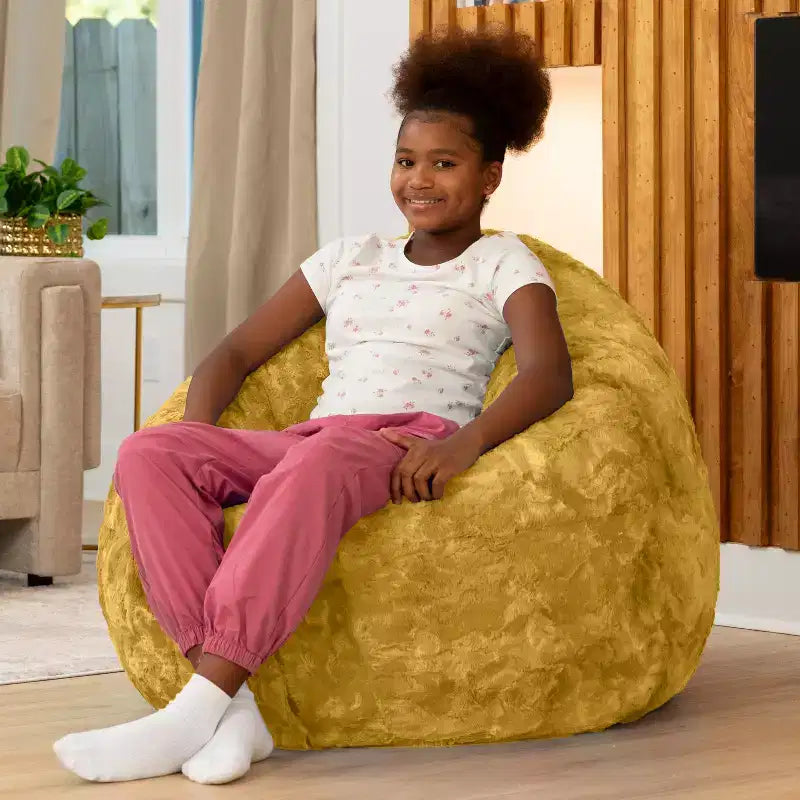 Raven-Symon Home Lil' Cuddler Cocoon Jr. Sac géant / Pouf relax en fausse fourrure pour enfants