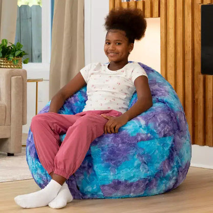 Raven-Symon Home Lil' Cuddler Cocoon Jr. Sac géant / Pouf relax en fausse fourrure pour enfants
