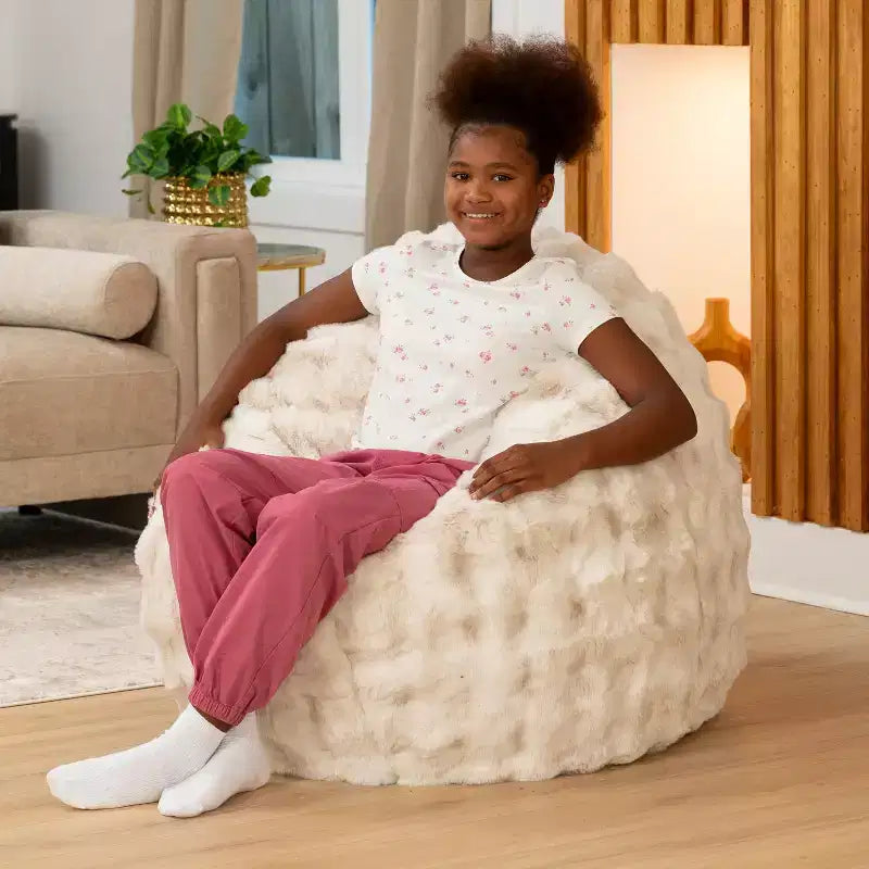 Raven-Symon Home Lil' Cuddler Cocoon Jr. Sac géant / Pouf relax en fausse fourrure pour enfants