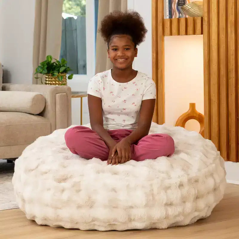 Raven-Symon Home Lil' Cuddler Cocoon Jr. Sac géant / Pouf relax en fausse fourrure pour enfants