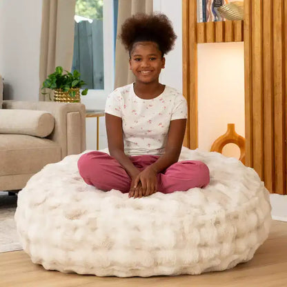 Raven-Symon Home Lil' Cuddler Cocoon Jr. Sac géant / Pouf relax en fausse fourrure pour enfants