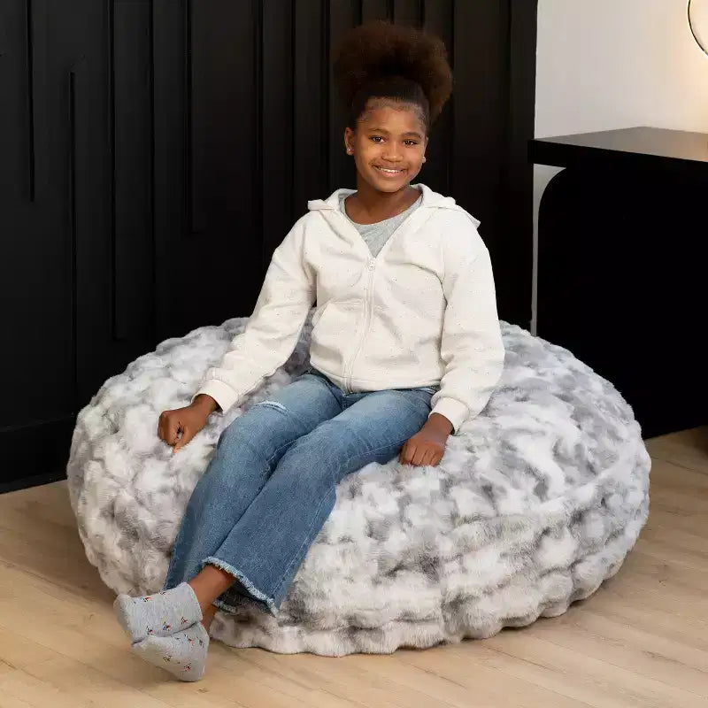 Raven-Symon Home Lil' Cuddler Cocoon Jr. Sac géant / Pouf relax en fausse fourrure pour enfants