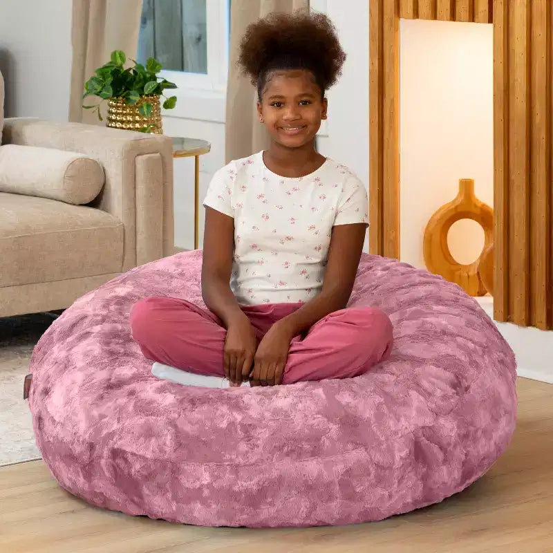 Raven-Symon Home Lil' Cuddler Cocoon Jr. Sac géant / Pouf relax en fausse fourrure pour enfants