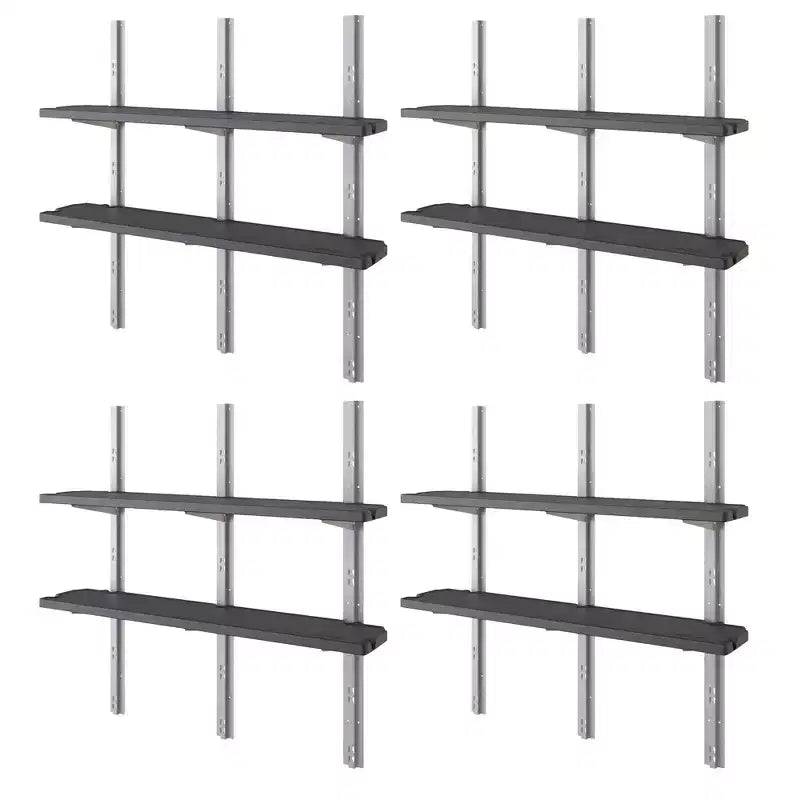 Suncast Vertical Shed 8 Shelf Kit Space Saving Wall Mount Outdoor Storage, Black