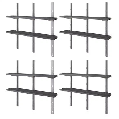 Suncast Vertical Shed 8 Shelf Kit Space Saving Wall Mount Outdoor Storage, Black