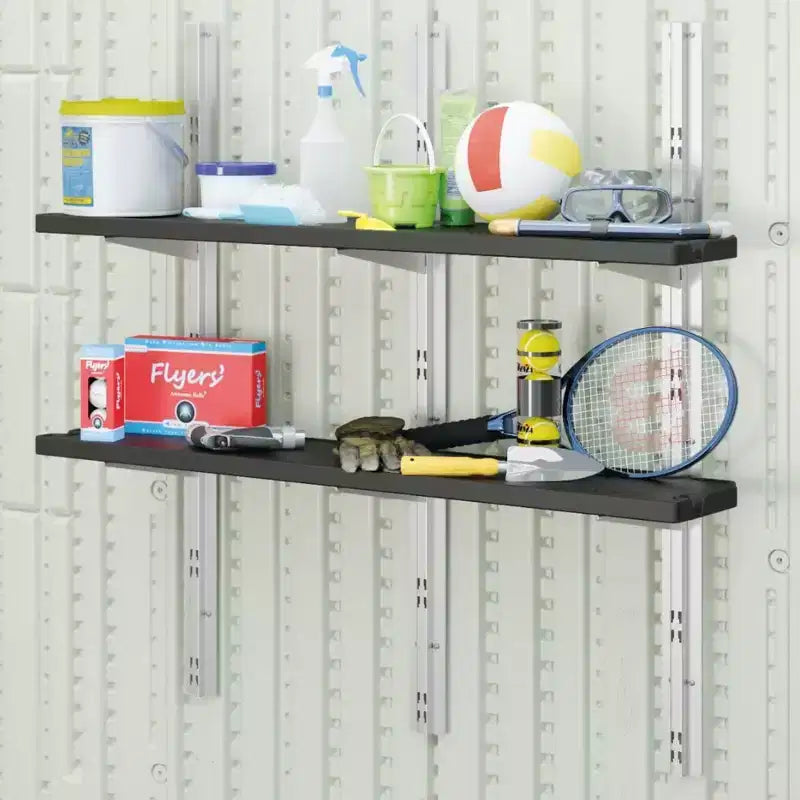 Suncast Kit de 8 étagères verticales pour abri de jardin, montage mural peu encombrant, rangement extérieur, noir