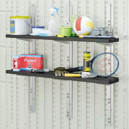 Suncast Kit de 8 étagères verticales pour abri de jardin, montage mural peu encombrant, rangement extérieur, noir