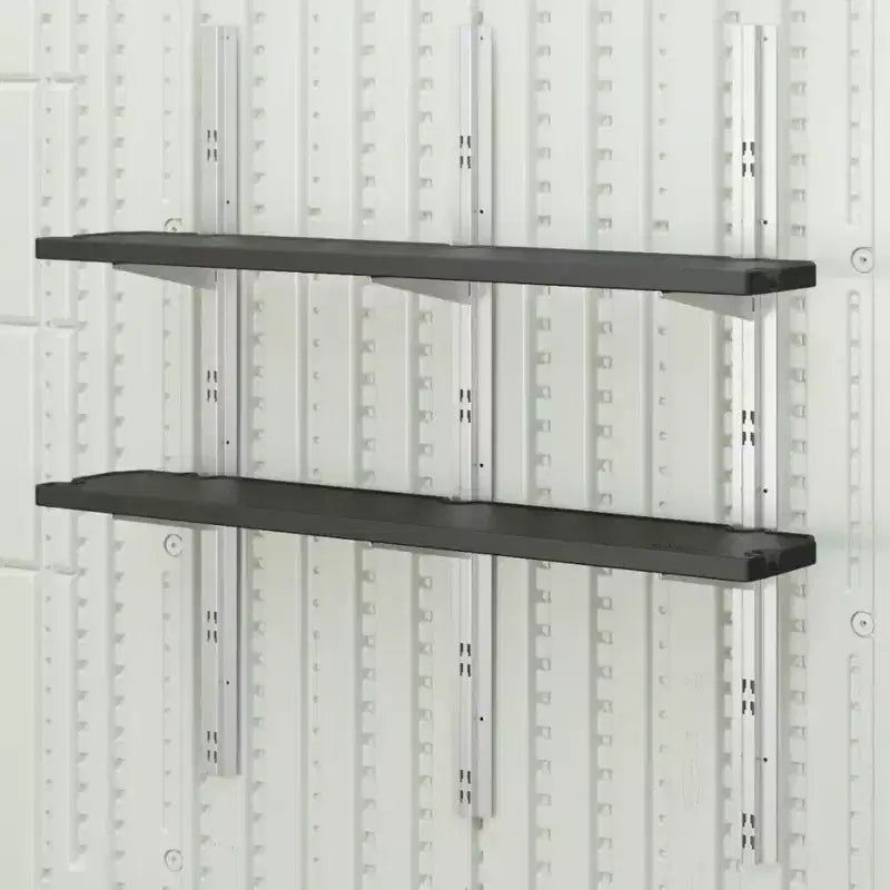 Suncast Kit de 8 étagères verticales pour abri de jardin, montage mural peu encombrant, rangement extérieur, noir