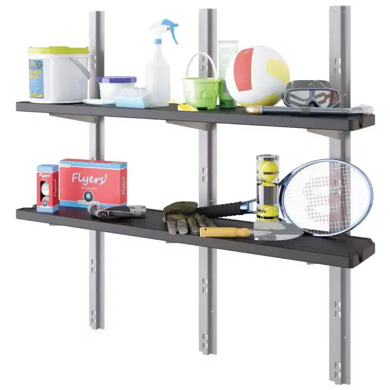 Suncast Kit de 8 étagères verticales pour abri de jardin, montage mural peu encombrant, rangement extérieur, noir