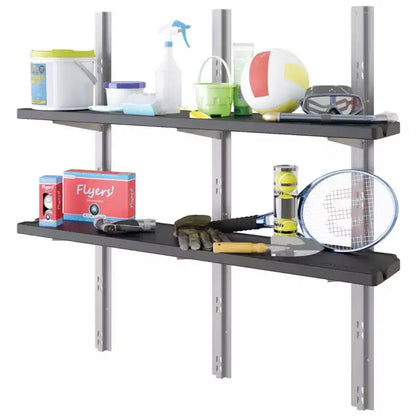 Suncast Kit de 8 étagères verticales pour abri de jardin, montage mural peu encombrant, rangement extérieur, noir