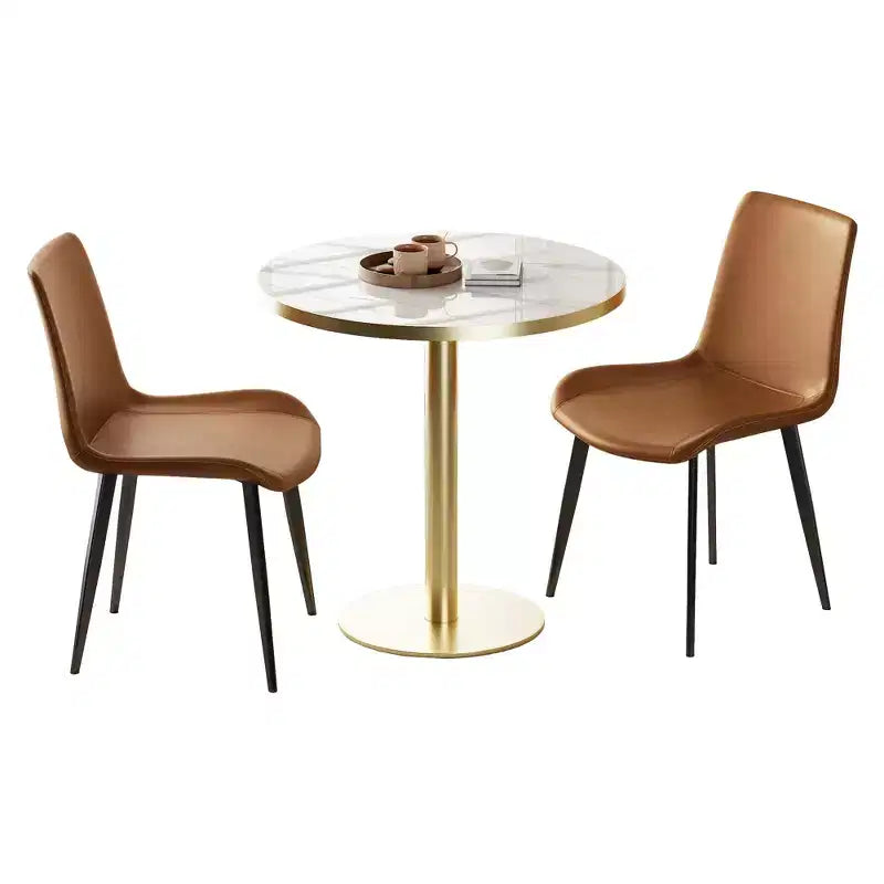 Lot de 2 chaises de salle à manger modernes en similicuir avec assise rembourrée et pieds en métal