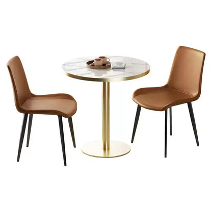 Lot de 2 chaises de salle à manger modernes en similicuir avec assise rembourrée et pieds en métal