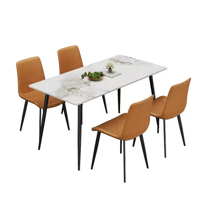 Lot de 2 chaises de salle à manger modernes en similicuir avec assise rembourrée et pieds en métal