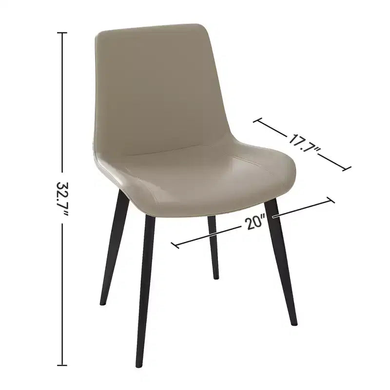 Lot de 2 chaises de salle à manger modernes en similicuir avec assise rembourrée et pieds en métal