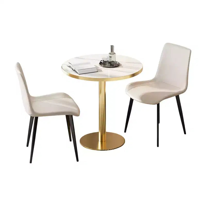 Lot de 2 chaises de salle à manger modernes en similicuir avec assise rembourrée et pieds en métal