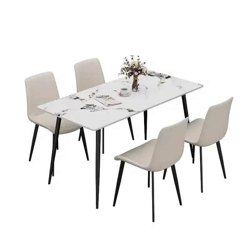 Lot de 2 chaises de salle à manger modernes en similicuir avec assise rembourrée et pieds en métal