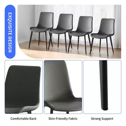 Lot de 2 chaises de salle à manger modernes en similicuir avec assise rembourrée et pieds en métal