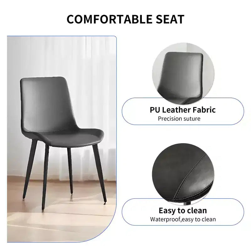Lot de 2 chaises de salle à manger modernes en similicuir avec assise rembourrée et pieds en métal