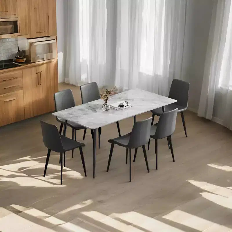 Lot de 2 chaises de salle à manger modernes en similicuir avec assise rembourrée et pieds en métal