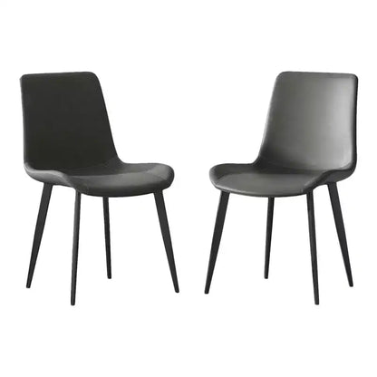 2pk Modern Faux Leather Dining Chairs with Cushioned Seats & Metal Legs
