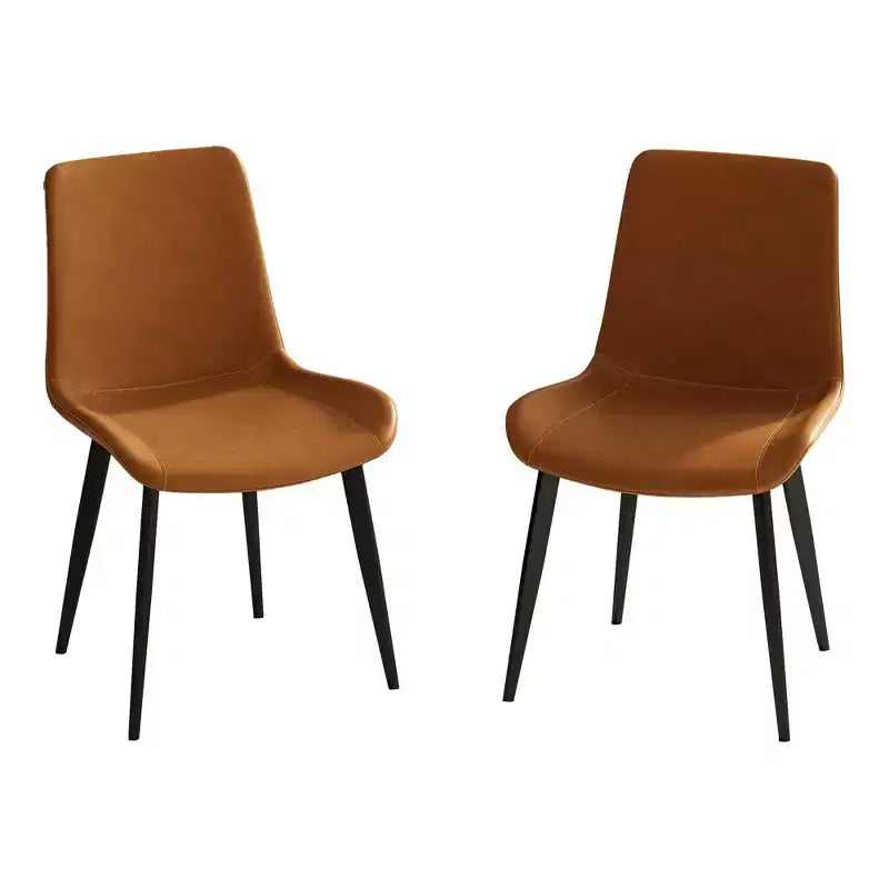 Lot de 2 chaises de salle à manger modernes en similicuir avec assise rembourrée et pieds en métal