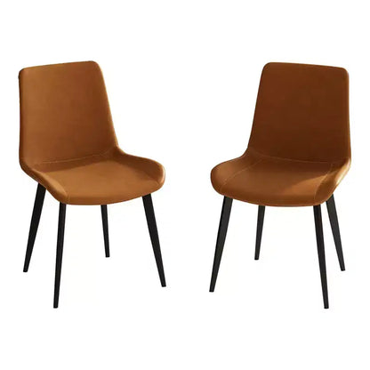 Lot de 2 chaises de salle à manger modernes en similicuir avec assise rembourrée et pieds en métal