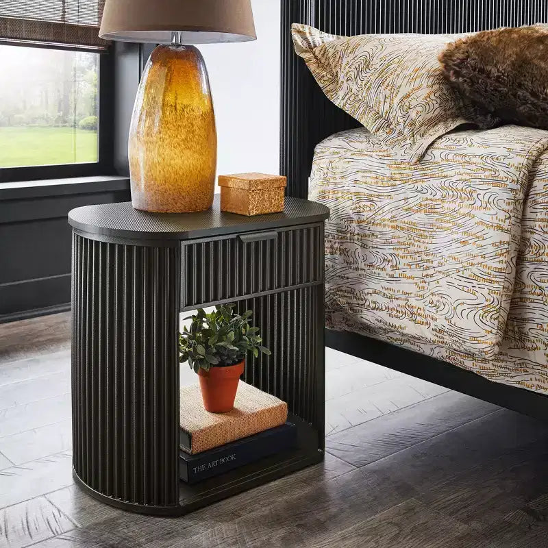 Table d'appoint 1 tiroir Hadley finition noire – Noir – iNSPIRE Q
