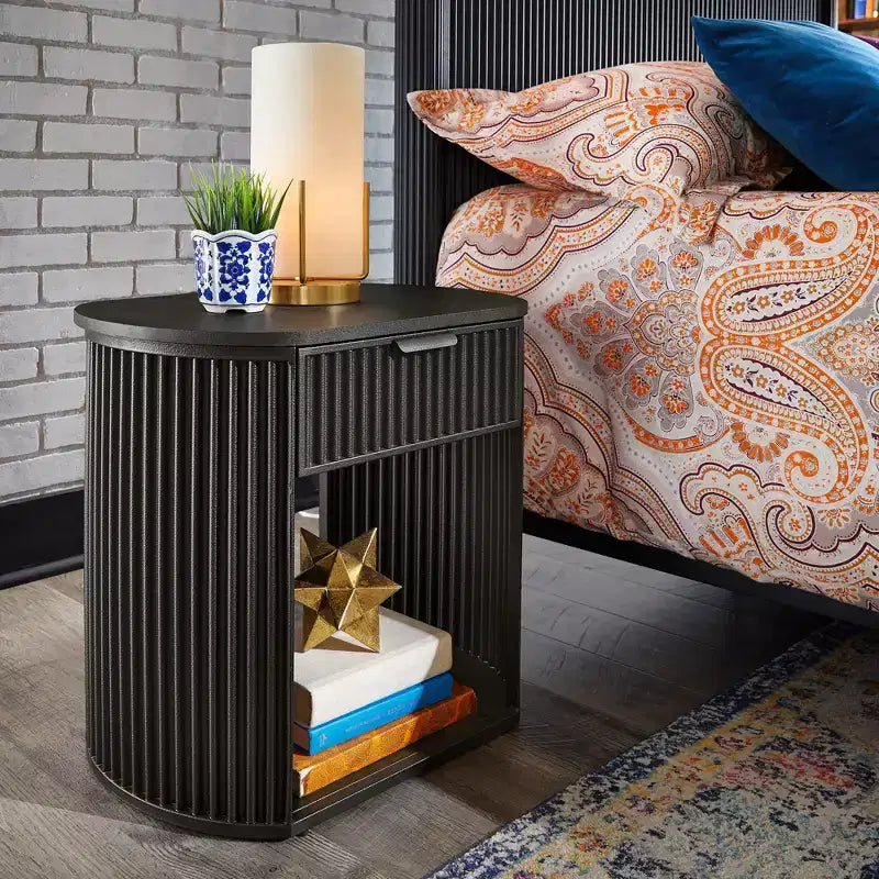 Table d'appoint 1 tiroir Hadley finition noire – Noir – iNSPIRE Q