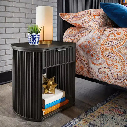 Table d'appoint 1 tiroir Hadley finition noire – Noir – iNSPIRE Q
