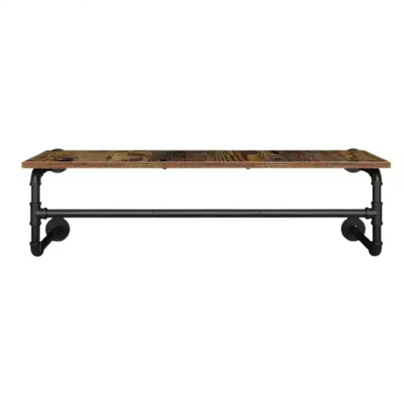 Home Collection Industrial Pipe Wall Mounted Clothes Rack with Top Shelf
