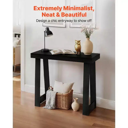 Table console 36 pouces, table de canapé étroite moderne en bois avec rangement ouvert à deux niveaux pour couloir, chambre, entrée, finition noire