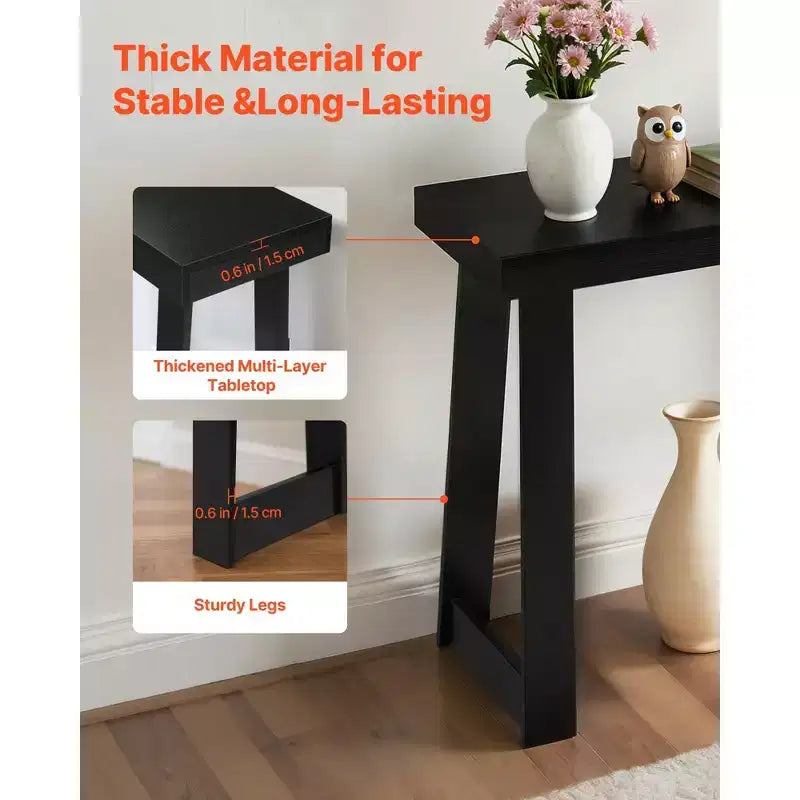 Table console 36 pouces, table de canapé étroite moderne en bois avec rangement ouvert à deux niveaux pour couloir, chambre, entrée, finition noire