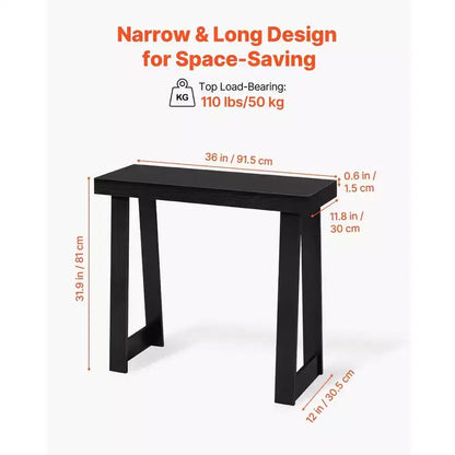 Table console 36 pouces, table de canapé étroite moderne en bois avec rangement ouvert à deux niveaux pour couloir, chambre, entrée, finition noire