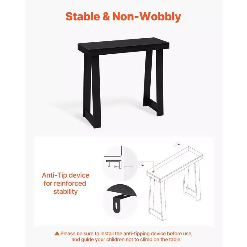 Table console 36 pouces, table de canapé étroite moderne en bois avec rangement ouvert à deux niveaux pour couloir, chambre, entrée, finition noire