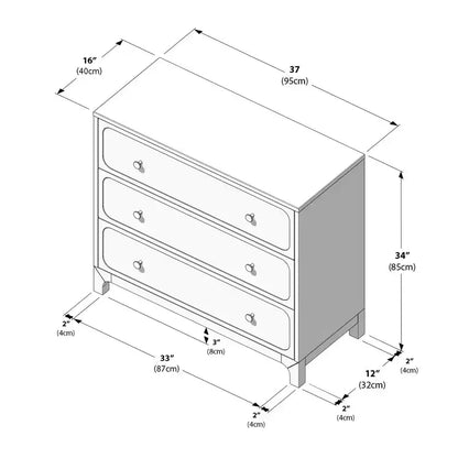 Commode 3 tiroirs Elio/Rotin