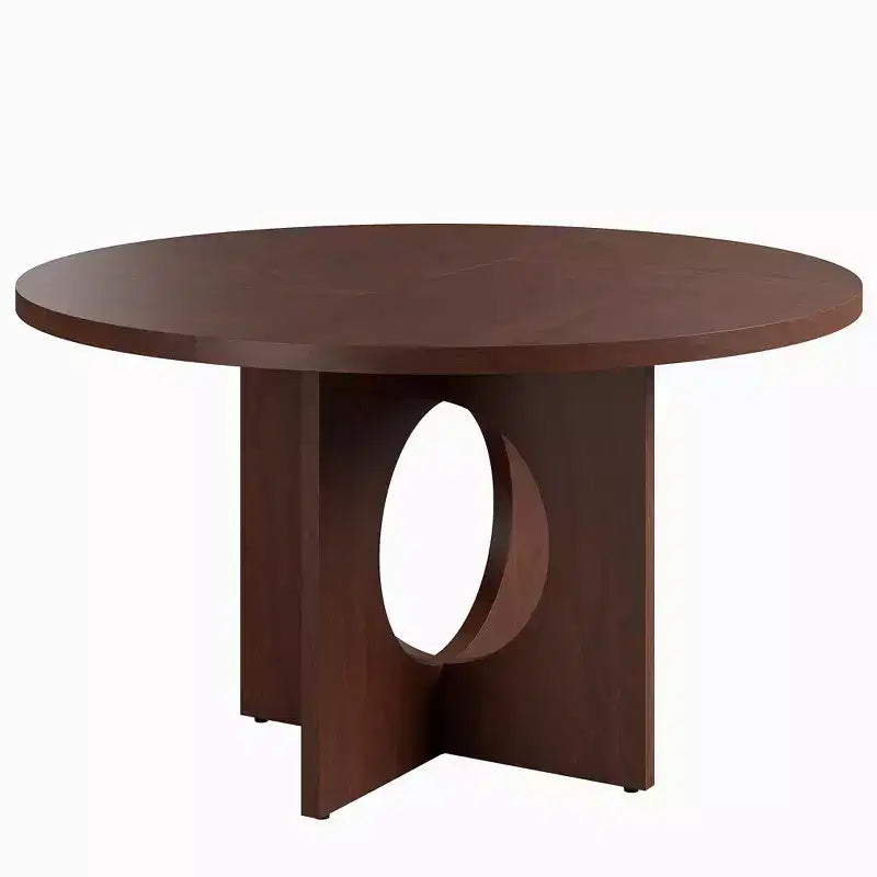 Table à manger ronde de 47" pour 4 à 6 personnes, meuble moderne et peu encombrant pour cuisine et salon avec base piédestal robuste
