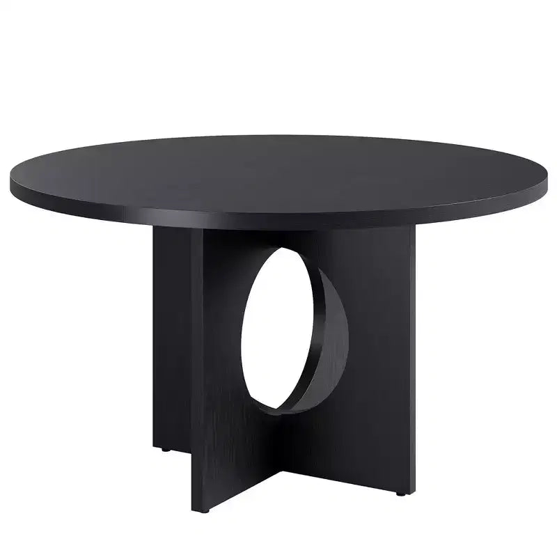 Table à manger ronde de 47" pour 4 à 6 personnes, meuble moderne et peu encombrant pour cuisine et salon avec base piédestal robuste