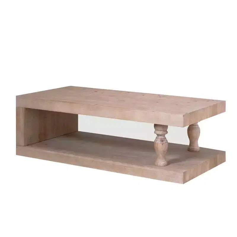 Table basse GDFStudio Peggie en bois de style rustique avec étagère de rangement ouverte