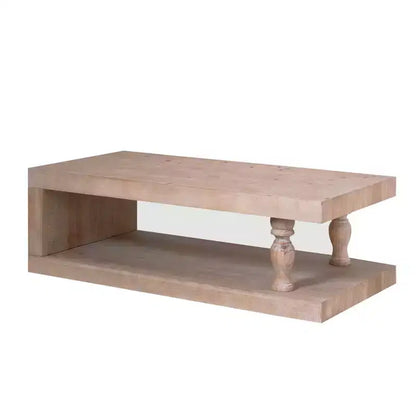 Table basse GDFStudio Peggie en bois de style rustique avec étagère de rangement ouverte