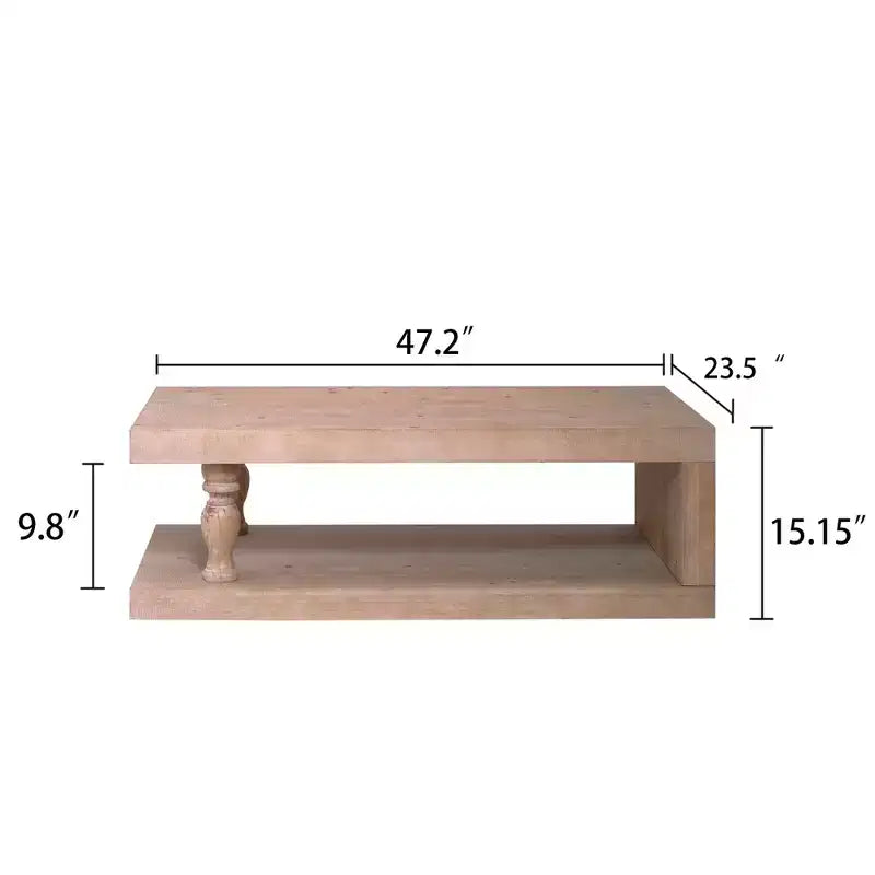 Table basse GDFStudio Peggie en bois de style rustique avec étagère de rangement ouverte