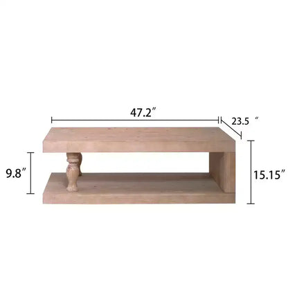 Table basse GDFStudio Peggie en bois de style rustique avec étagère de rangement ouverte