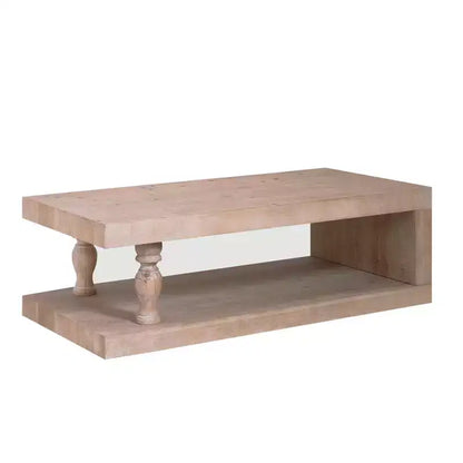 Table basse GDFStudio Peggie en bois de style rustique avec étagère de rangement ouverte