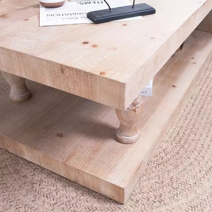 Table basse GDFStudio Peggie en bois de style rustique avec étagère de rangement ouverte