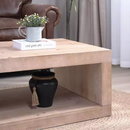 Table basse GDFStudio Peggie en bois de style rustique avec étagère de rangement ouverte