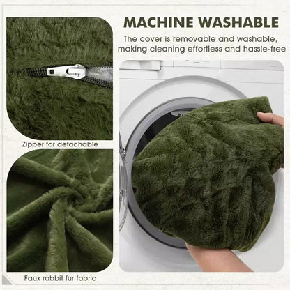 Hommpa Fauteuil poire ergonomique avocat vert avec fausse fourrure et mousse à mémoire de forme – Cadeau idéal pour adultes