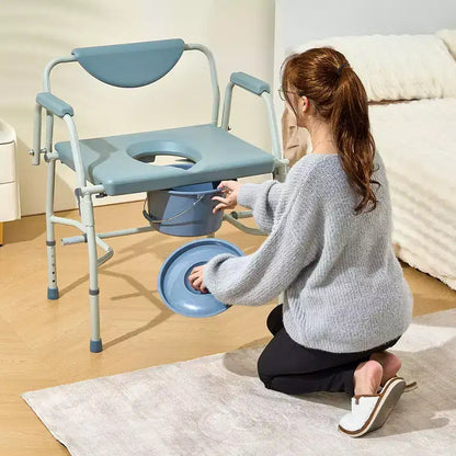Chaise de toilettes d'appoint avec accoudoirs rabattables, capacité de 450 kg, hauteur réglable sur 5 niveaux