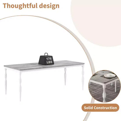 Table à manger rectangulaire pour 6 personnes, table de cuisine de style rustique/ferme avec grand plateau, longue table de salle à manger en bois avec pieds robustes