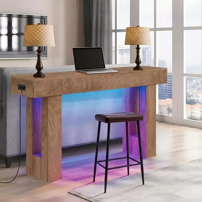 COZONY 63 Farmhouse Console Table, Long Sofa Table Behind Couch for Entryway Hallway Living Room, Rustic Rectangular Design